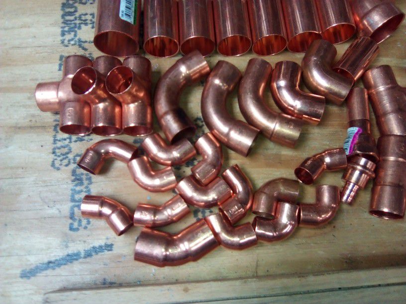 Copper Fittings Lot (42) Various Sizes 