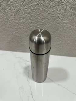 Silver Metal Travel Flask Bottle with Cup Lid - Used