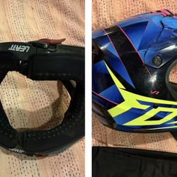V1 RADEON 2014 V 7 3/8 - 7 1/2 Fox helmet Motocross And Neck Brace 