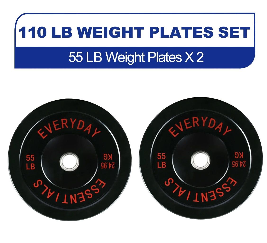 BalanceFrom Olympic Bumper Plate Weight Plate, 55 Ibs Pair Black