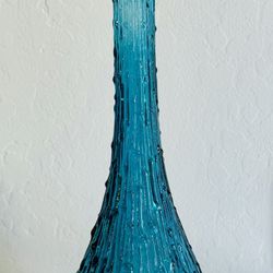 vintage empoli wax drip genie bottle mid century modern blue
