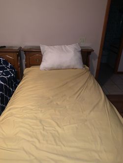 Vintage solid wood twin bedframes with storage headboards