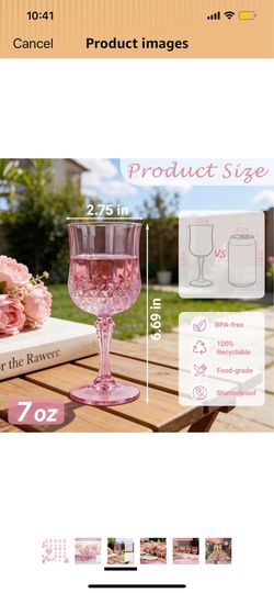 12 pink wine glass plastic