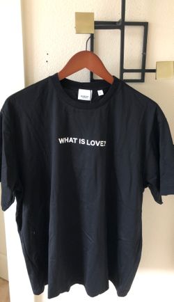 Burberry What is love black shirt. Size Small