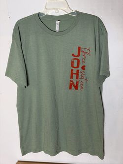 Love in Faith John 3:16 Christian Graphic T-Shirt XL Sage Green Bible Verse