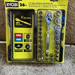RYOBI 26-Piece 1/4 in. Drive Ratchet and Socket Set