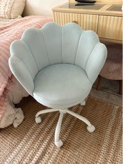 Blue velvet vanity chair