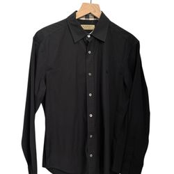 Burberry Brit Black Cotton Long Sleeve Shirt medium Authentic 