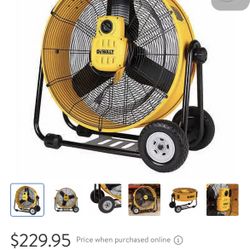 Large Rolling High Powered DeWalt Fan 