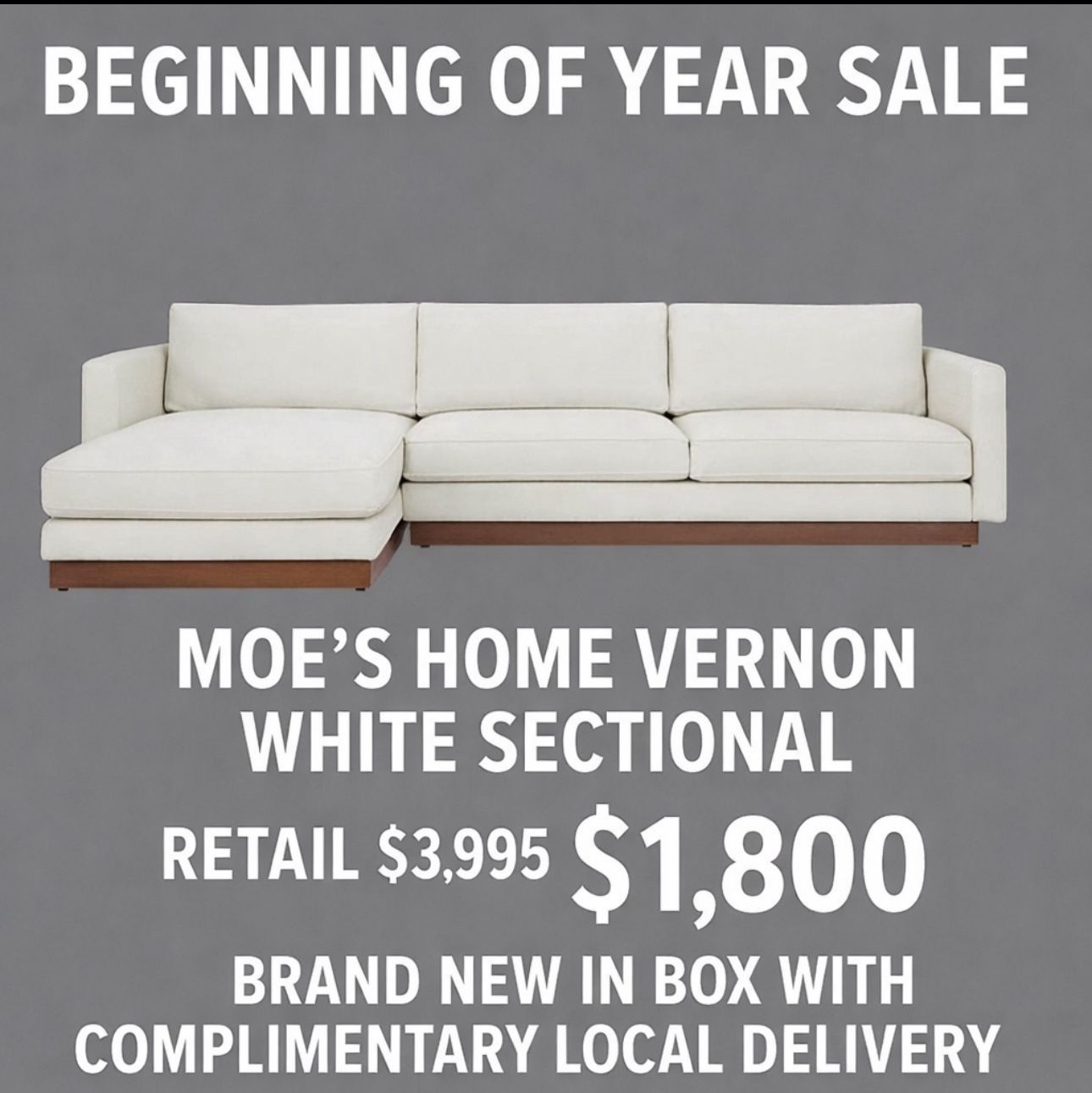 Moe’s home Vernon white sectional
