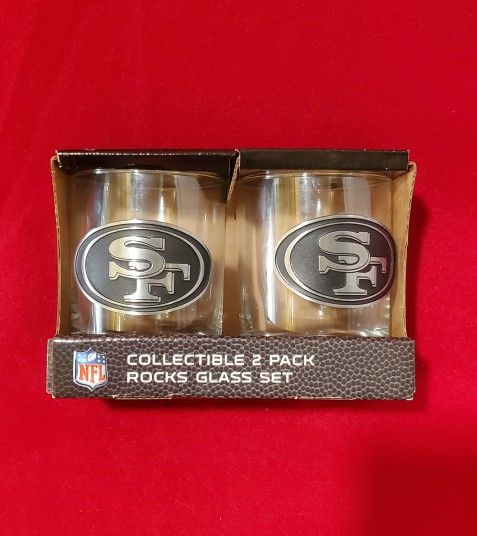 San Francisco NFL Collectible 2 Pack Rocks Glass Set Handcrafted