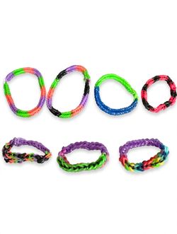 Triple Rainbow Loom Bracelet - Neon - Handmade