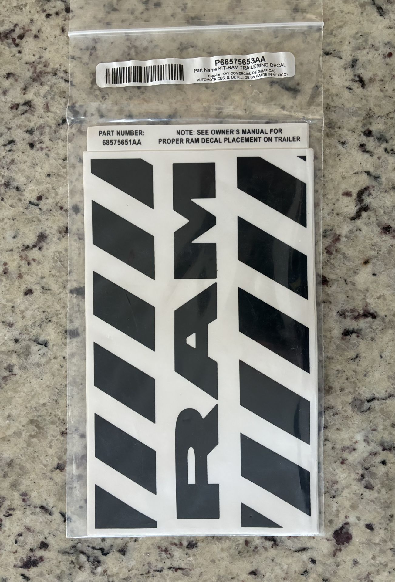 Genuine Ram Mopar Decal Kit Trailer OEM (contact info removed)3AA NEW  
