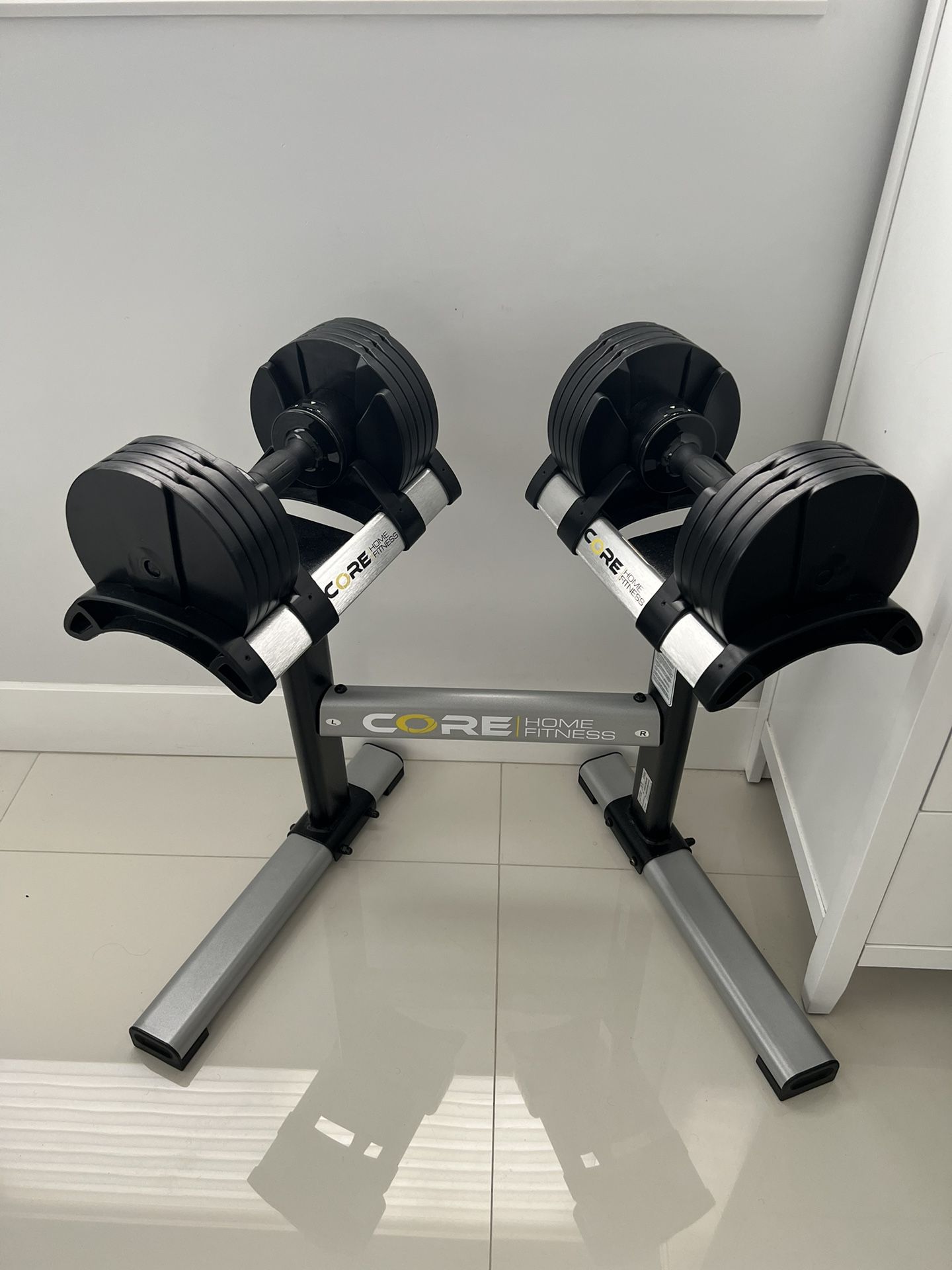 Core home fitness adjustable dumbbells with stand