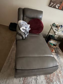 Gray Leather Chaise Lounge Chair