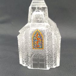 1992 AVON Gift Collection Crystal Holiday Church LED Candle Cover