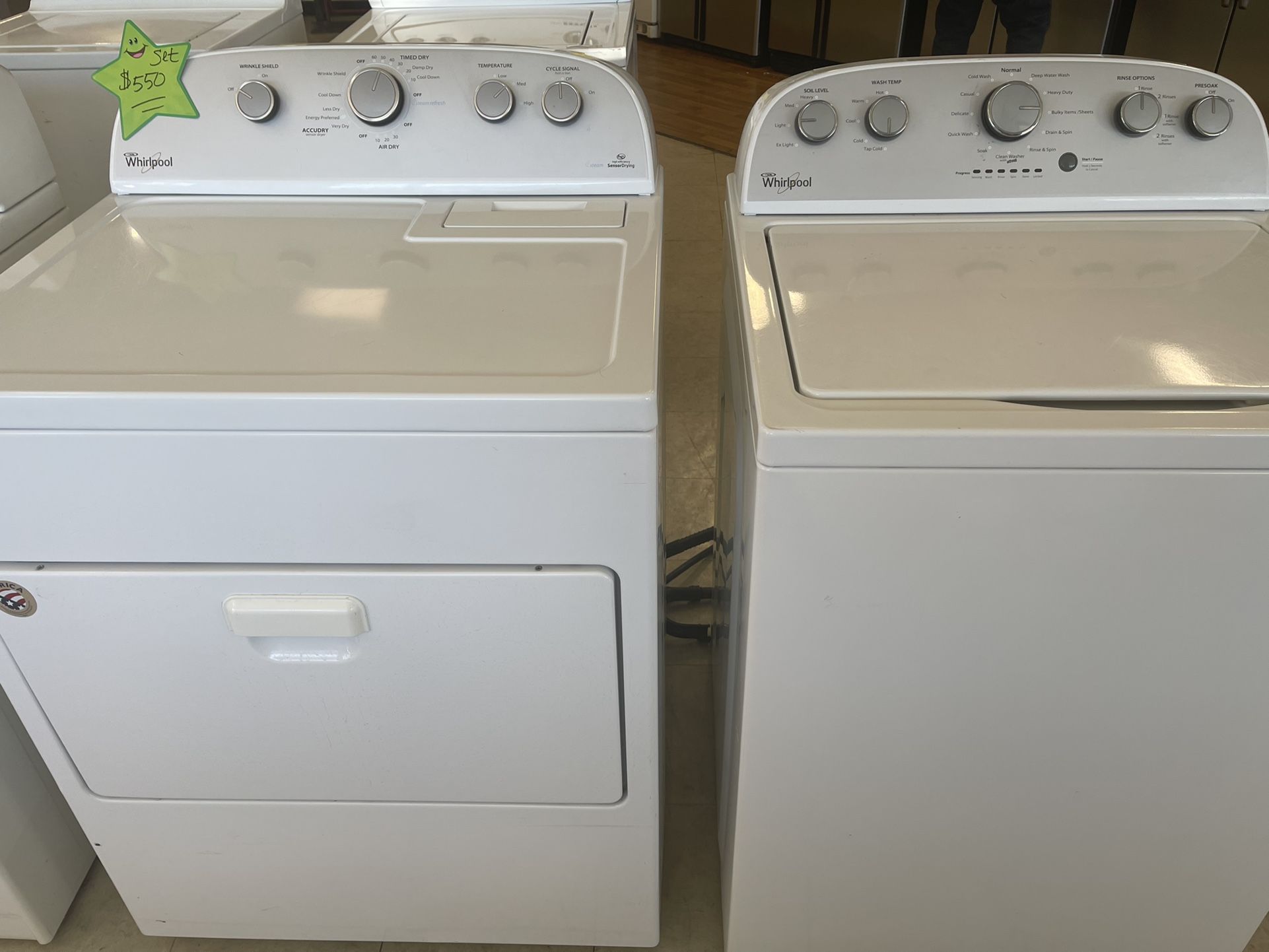 Whirlpool Super Capacity Motion Sensor Washer Dryer Set