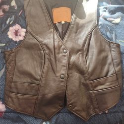 Walter Dyer Women's Leather Vest, Brown, Size M