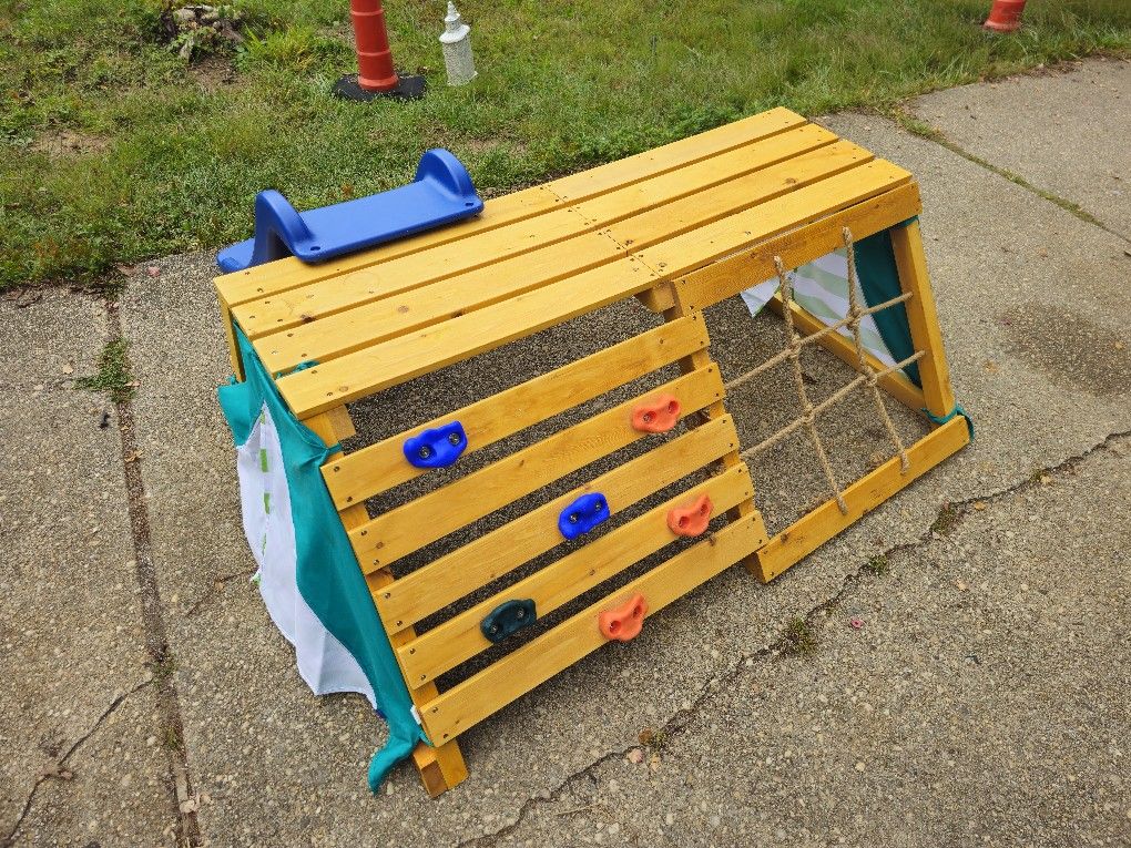 Price Is Very Firm.. Playtive. Children's Wooden Climber Slider With Rockwool And Rope Ladder