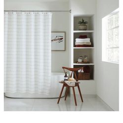 70-in W X 72-in L Grey Striped Polyester Shower Curtain 