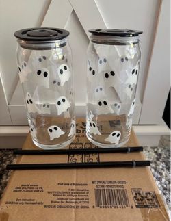 Way to Celebrate Ghost Glass Can Tumblers 2-Pack