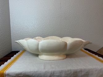 Vintage ceramic scalloped edges Flower Arranger Console Bowl - Unmarked & Rare