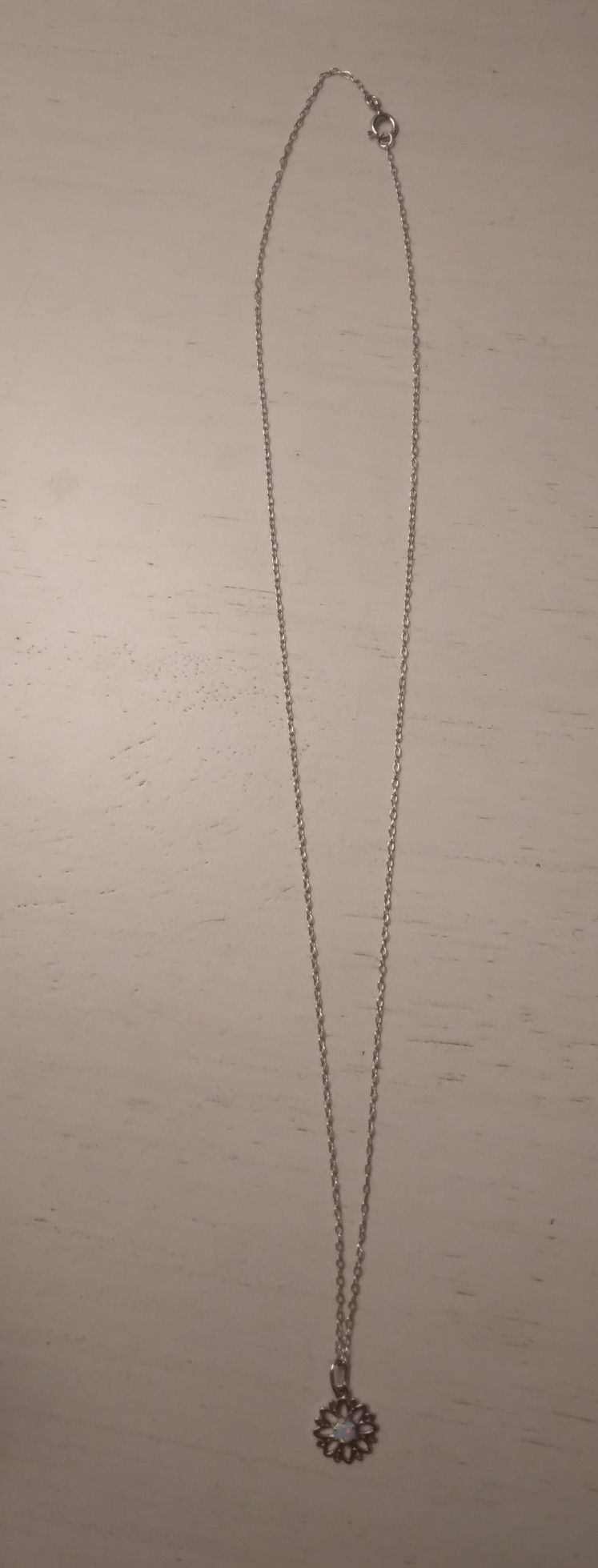 Sterling Silver Opal Flower Necklace