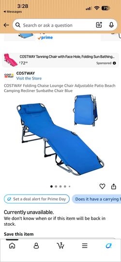 COSTWAY Folding Chaise Lounge Chair