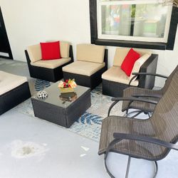 Outdoor Patio Furniture Wicker Chairs Set Table