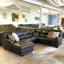 Basset leather sectional couch