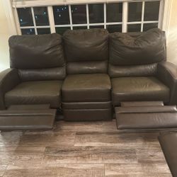 Dark Brown Recliner Leather Sofas 2 Available 