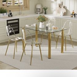 Glass Table W  4 Acrylic Chairs