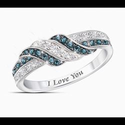 WOMANS Stunning Sapphire Elegant 925 Sterling Silver  Anniversary BridalBand 