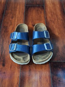 Birkenstock Arizona sandals in blue oiled leather, EU 39 W8