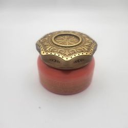 Avon Unforgettable Cream Sachet Jar Coral W/Gold Lid .66 Oz
