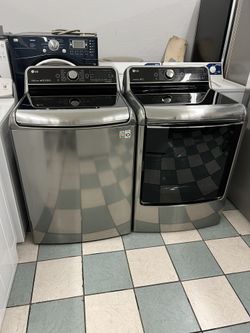 LG Stainless Steel Set Washer And Dryer( Delivery Available)