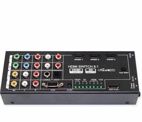 Multi-Functional HDMI Converter with 8 Inputs (VGA + AV + Ypbpr Component + HDMI) to One HDMI Output,COAXIAL Output,SPDIF Output Supports HDMI v1.4 3D