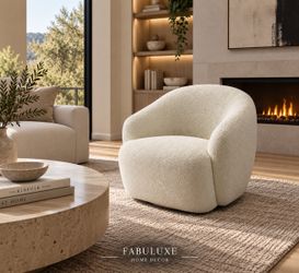 Boucle swivel accent chair, brand new. designer swivel chair in  Boucle fabric.