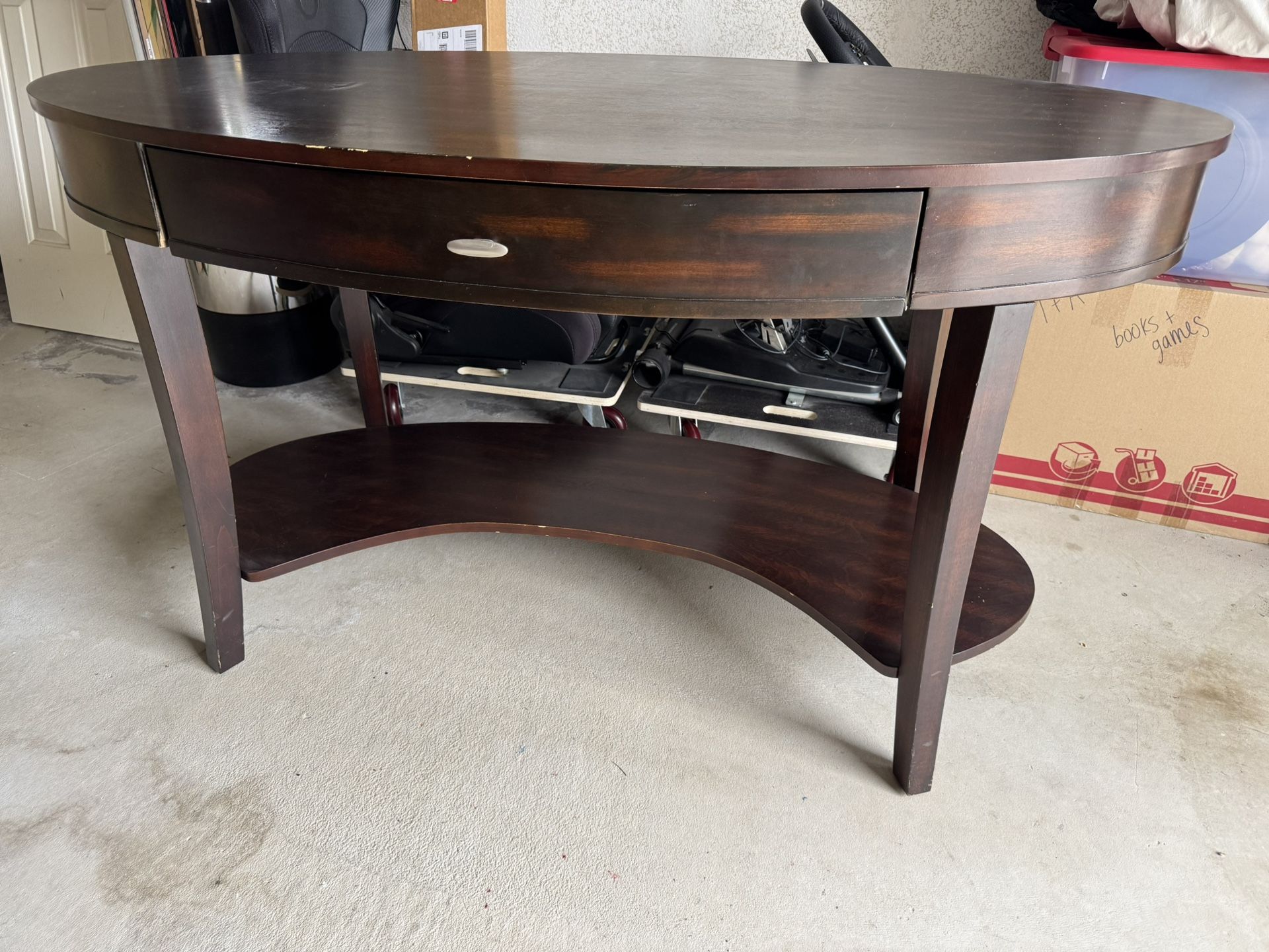 Oval Office Desk - Dark Brown Wood