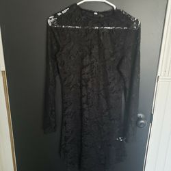 Black Lace Dress Short 