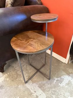 Brand New 2 Tier Mango Wood and Gun Metal End Table 