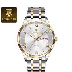 Poedagar Luxury Fashion Men Watch Waterproof Luminous Week Date Sport Wristwatch