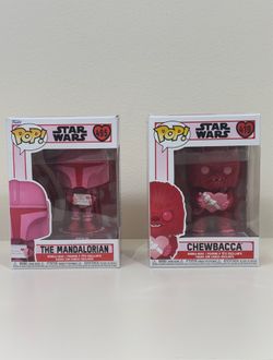 Funko Pop! Star Wars Valentine's Chewbacca 419 & The Mandalorian 495