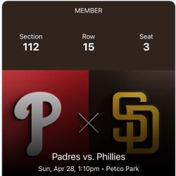 Padres Vs. Phillies Section 114, Row 15 $200 For The Pair