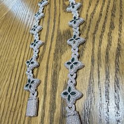 Two 14 karat White gold plated clover bracelet with anti-tarnish coating.