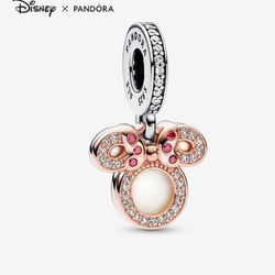 Authentic Pandora #782615C01 Disney Minnie Mouse Silhouette Double Dangle Charm