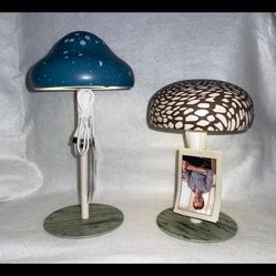 John Derian x Target Blue + Brown Mushroom Lamp Set, Brand New! 