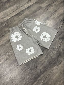 Gray denim tears sweatshorts