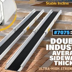5FT Portable Wheelchair Ramp, Adjustable Aluminum ramps for wheelchairs for Home, 1200LB Capacity, 2X Thickened Sidewall, Wheelchair Ramp for Home, St