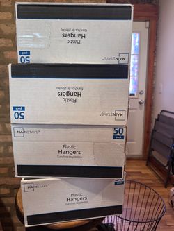 200 Black Plastic Hangers – 4 Boxes / 50 Each